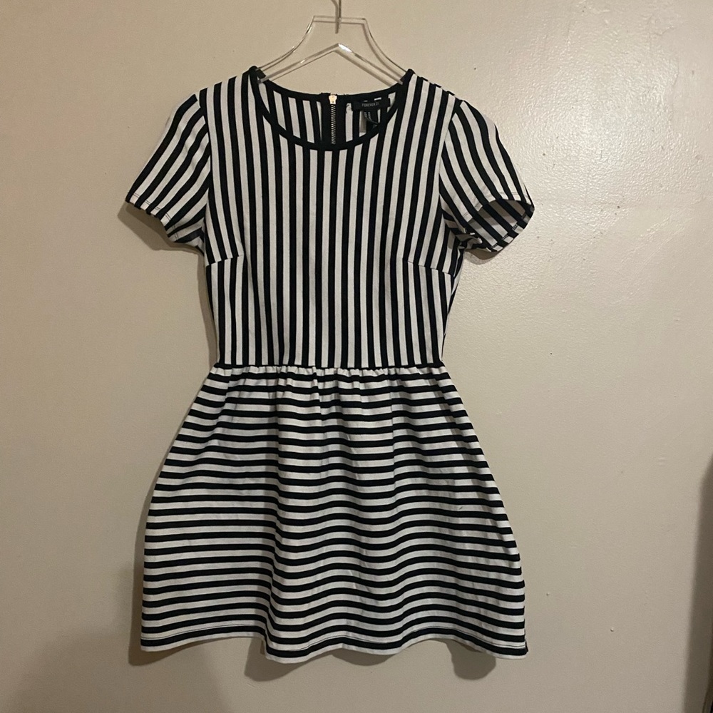 Black and White Striped Skater Dress